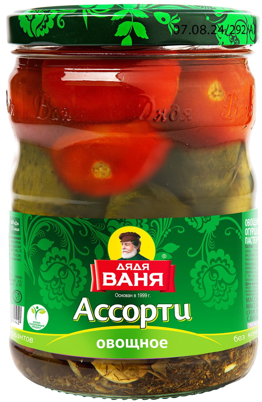 Изображение товара Ассорти овощное Дядя Ваня маринованное Огурцы и томаты 950г