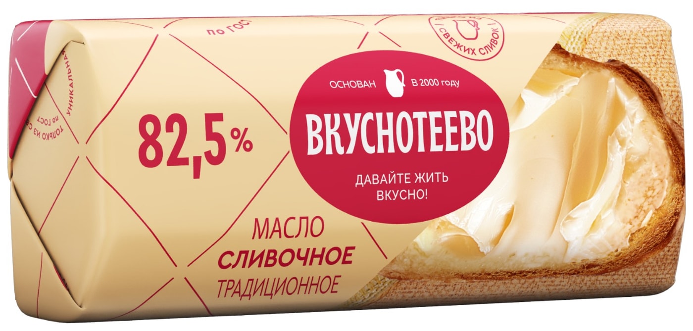 Изображение товара Масло сливочное Вкуснотеево традиционное 82.5% 340г
