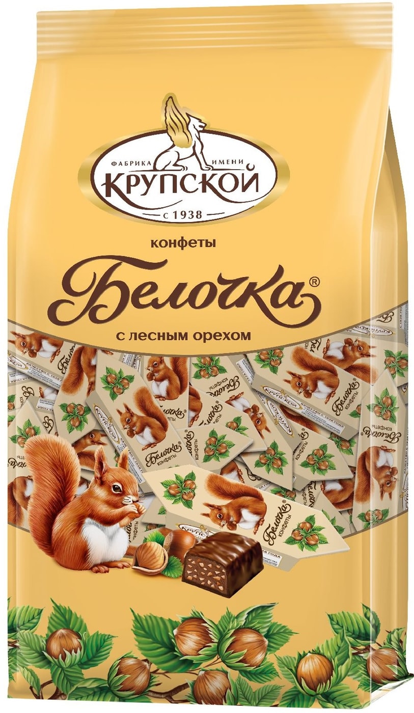 Изображение товара Конфеты Белочка 200г орехово-шоколадные пралине с дроблеными орехами