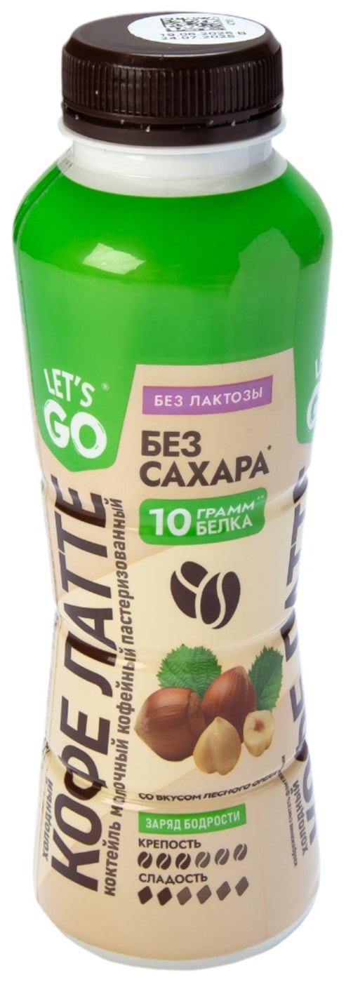 Изображение товара Коктейль молочный Lets go кофейный Лесной орех 2.2% безлактозный 300мл