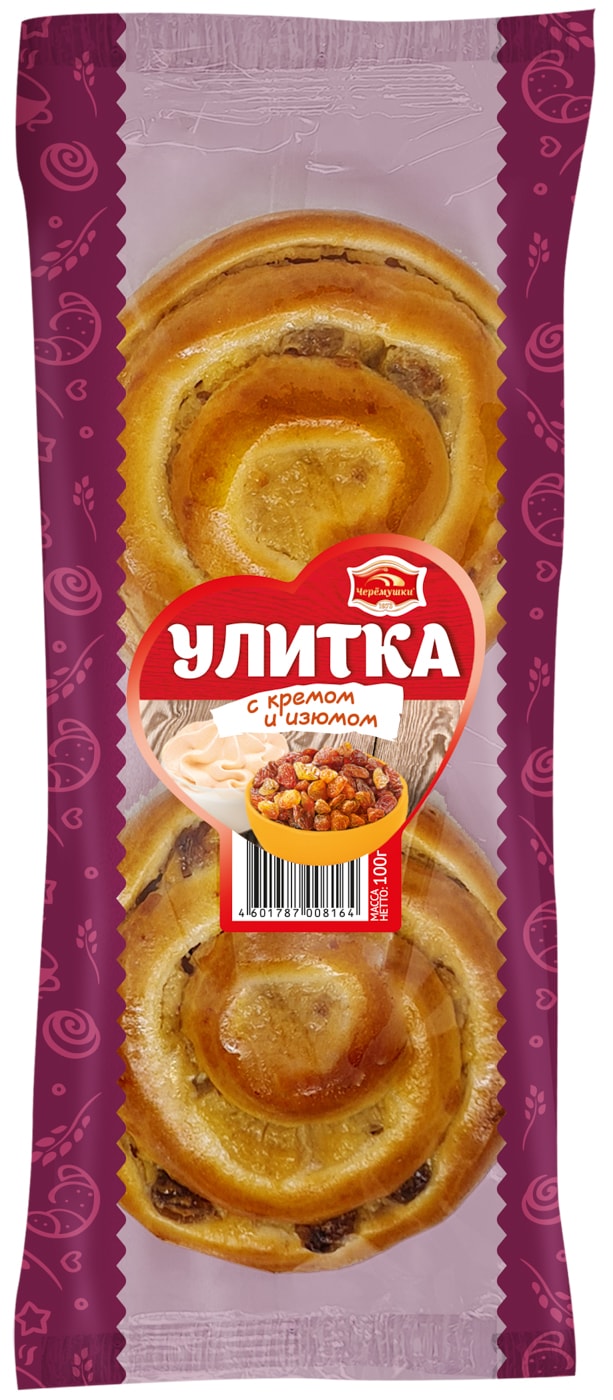 Изображение товара Улитка Черемушки с кремом и изюмом 100г