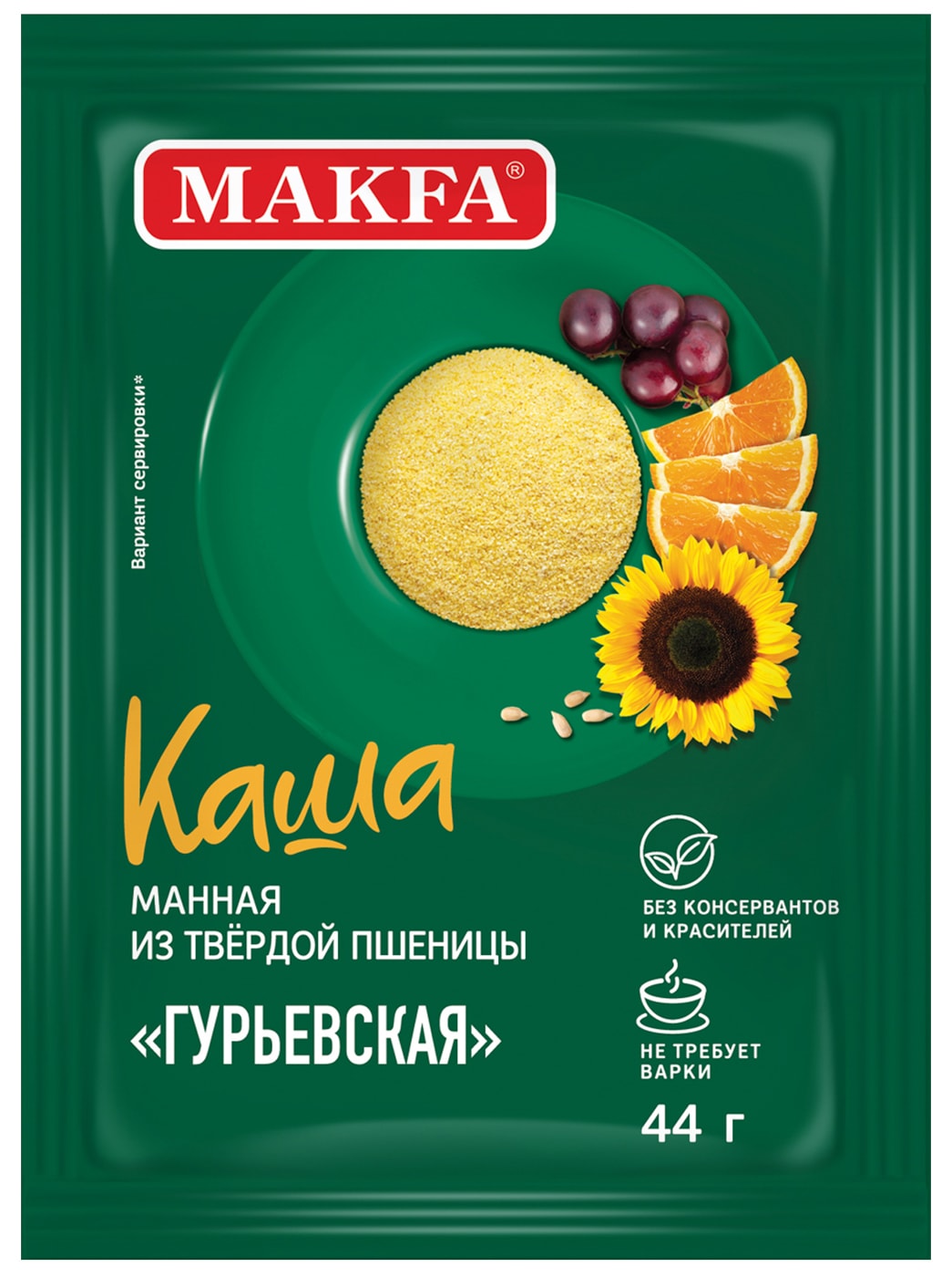 Изображение товара Каша Makfa манная из твердой пшеницы Гурьевская 44г