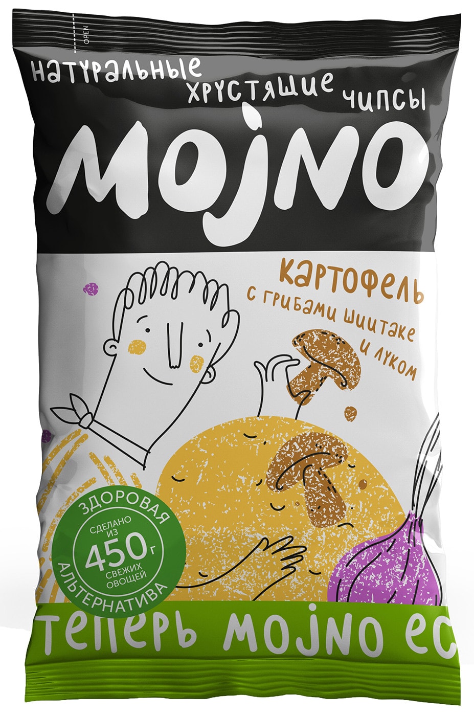 Изображение товара Чипсы MOjNO натуральные картофельные с грибами шиитаке и луком 75г
