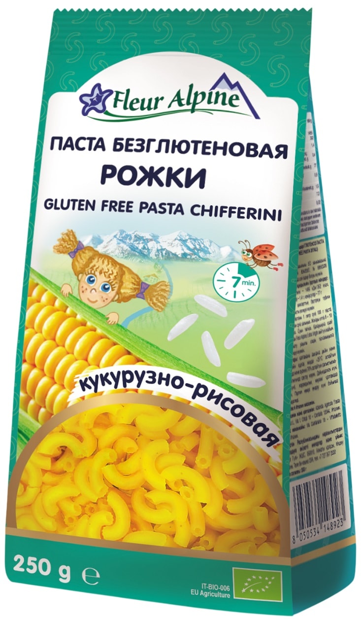 Изображение товара Паста Fleur Alpine Рожки безглютеновая кукурузно-рисовая 250г