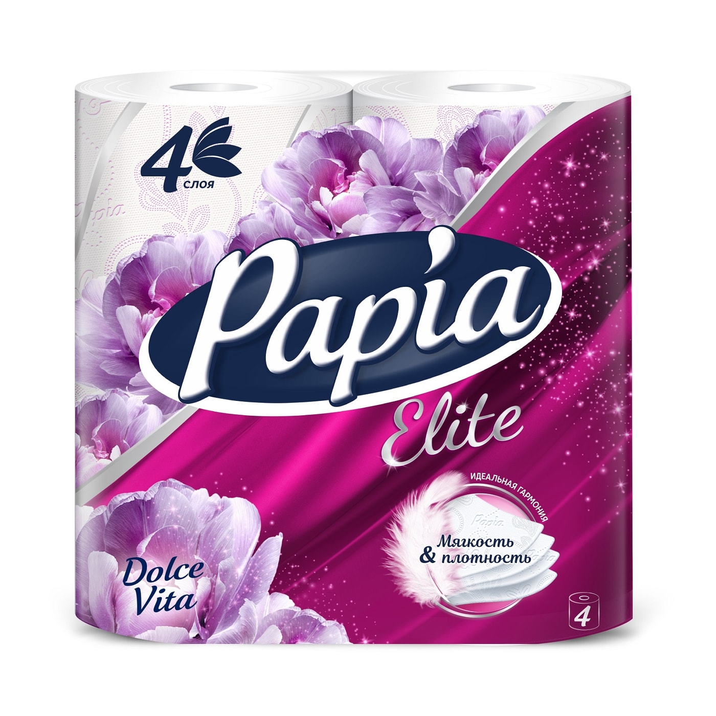 Изображение товара Туалетная бумага Papia Elite Dolce Vita 4 рулона 4 слоя 