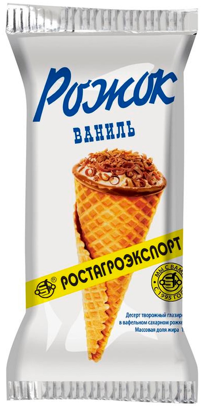 Изображение товара Десерт творожный РАЭ в вафельном рожке 60г