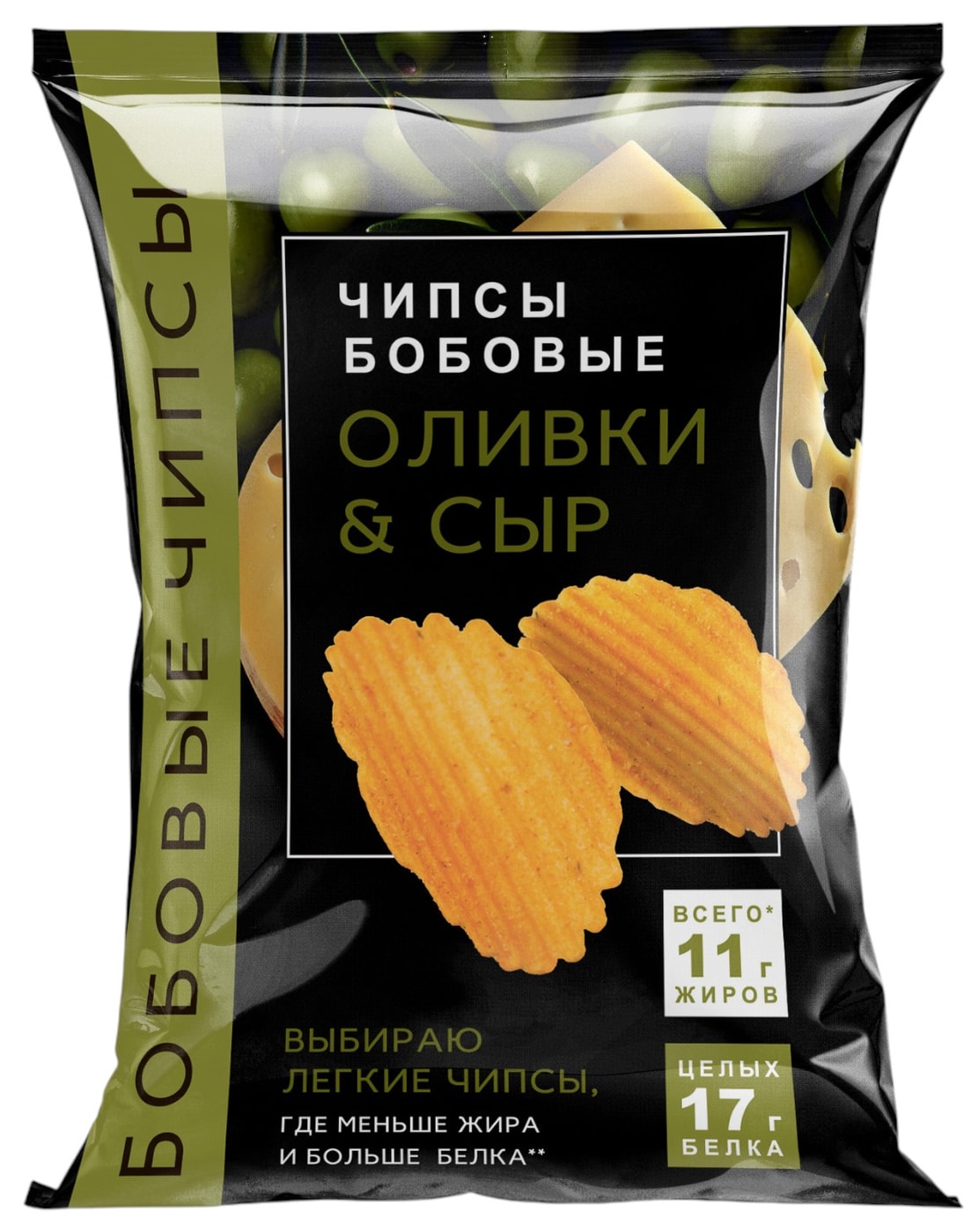 Изображение товара Чипсы бобовые с сыром и оливками 50 г Хрустящие бобы