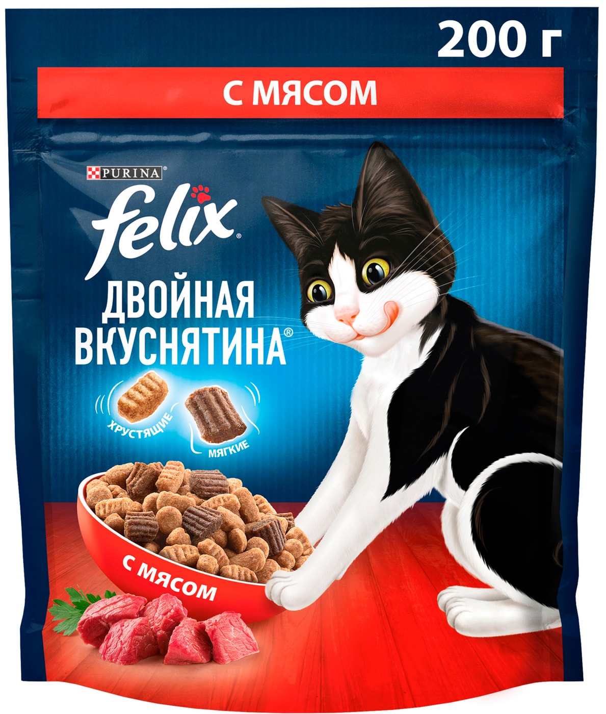 Изображение товара Сухой корм для кошек Felix Двойная Вкуснятина с мясом 200г