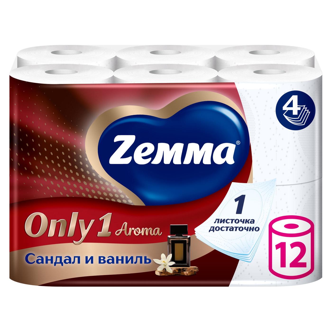 Изображение товара Туалетная бумага Zemma Only1 Aroma, 4 слоя, 12 рулонов