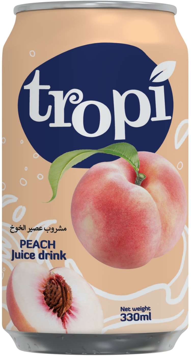 Изображение товара Напиток Tropi персик 330 мл - натуральный фруктовый напиток в железной банке
