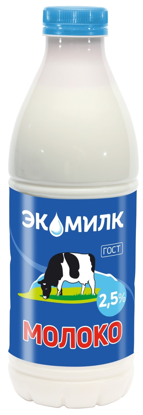 Изображение товара Молоко Экомилк пастеризованное 2.5% 900мл