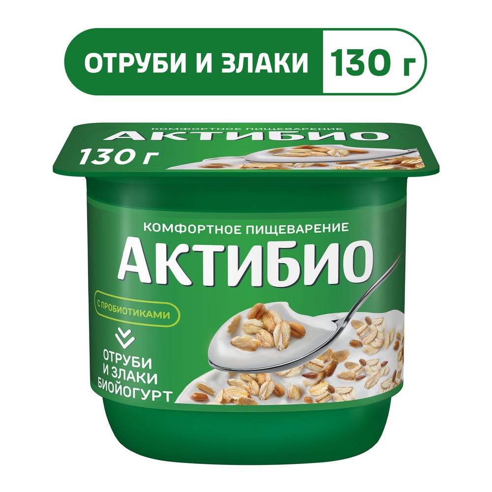 Изображение товара Био йогурт АКТИБИО Blactis с бифидобактериями отруби злаки 2.9% 130г
