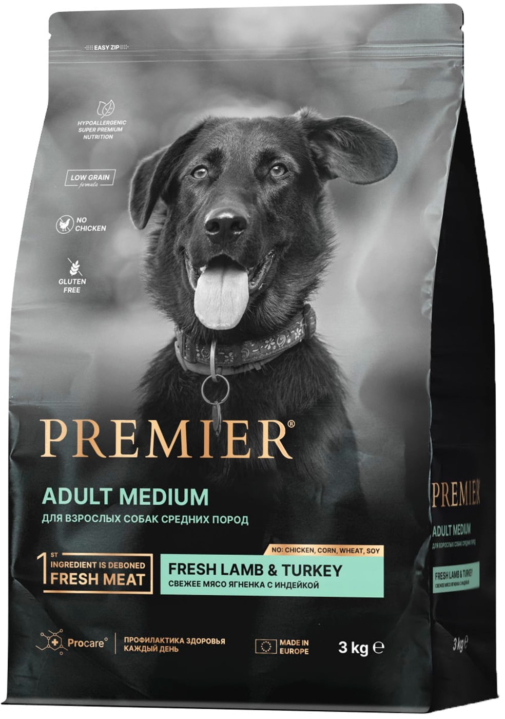 Изображение товара Сухой корм для собак Premier Dog Lamb&Turkey Adult Medium Свежее мясо ягненка с индейкой 3кг