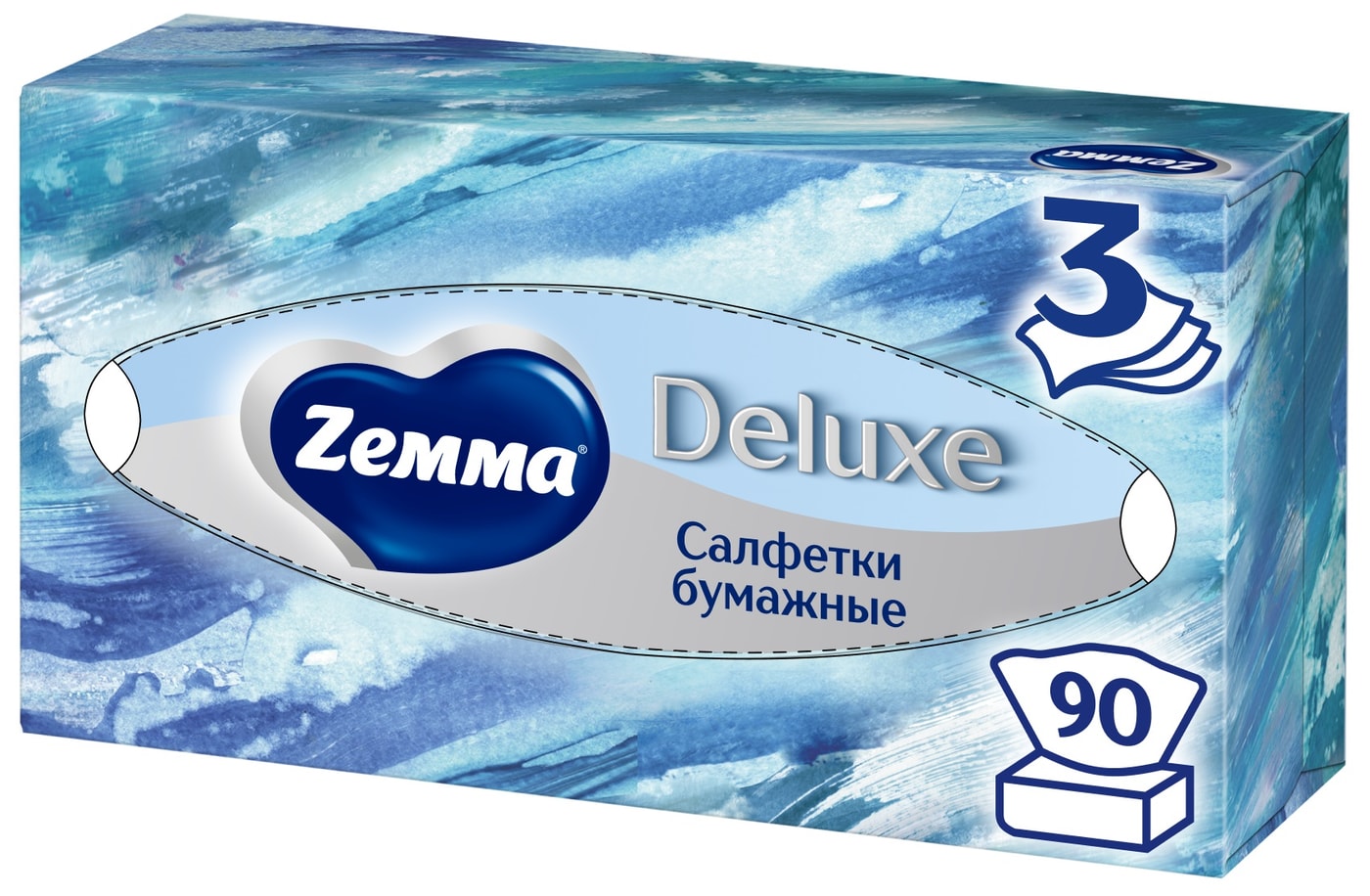 Изображение товара Салфетки бумажные Zemma Deluxe Design 3 слоя 90шт