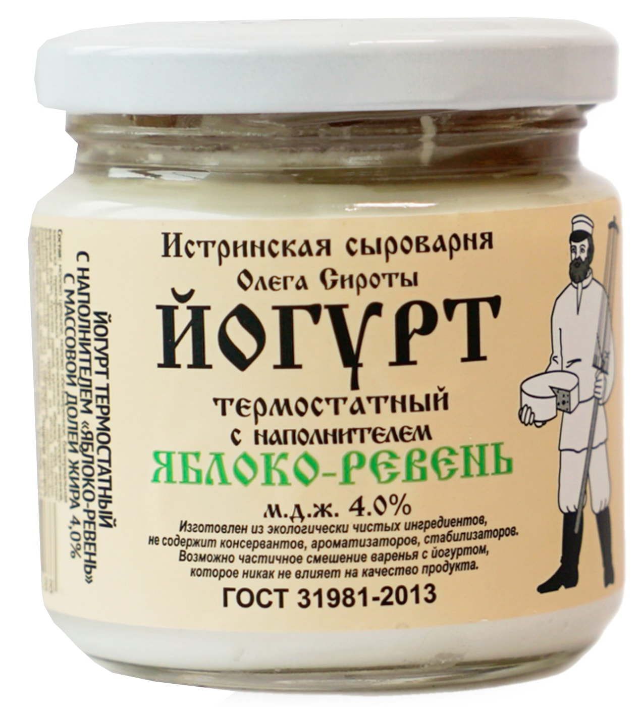 Изображение товара Йогурт Истринская Сыроварня Олега Сироты термостатный Яблоко-Ревень 4% 200г