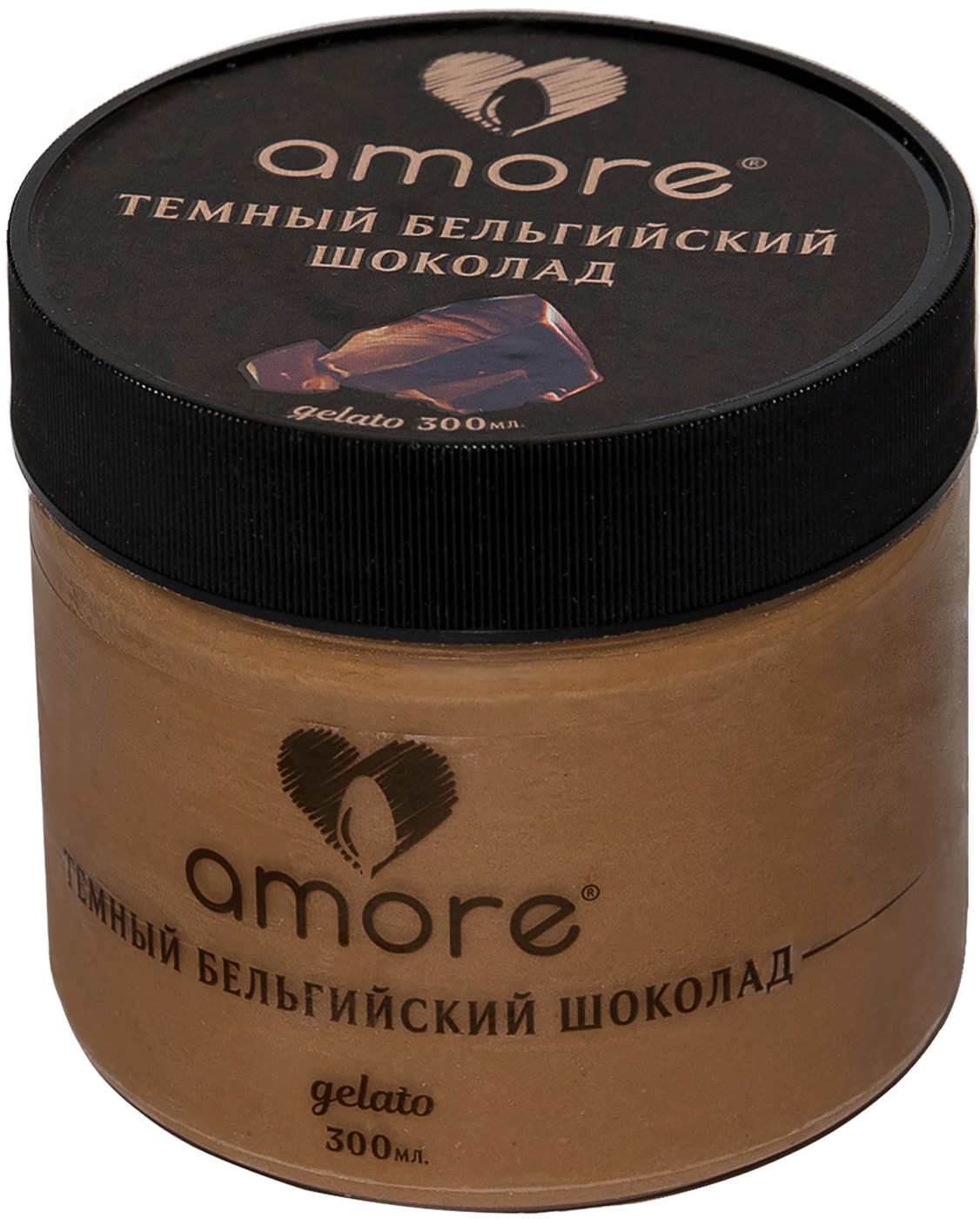 Изображение товара Мороженое Amore темный Бельгийский Шоколад 300 мл - сливочное, насыщенное, с качественным шоколадом