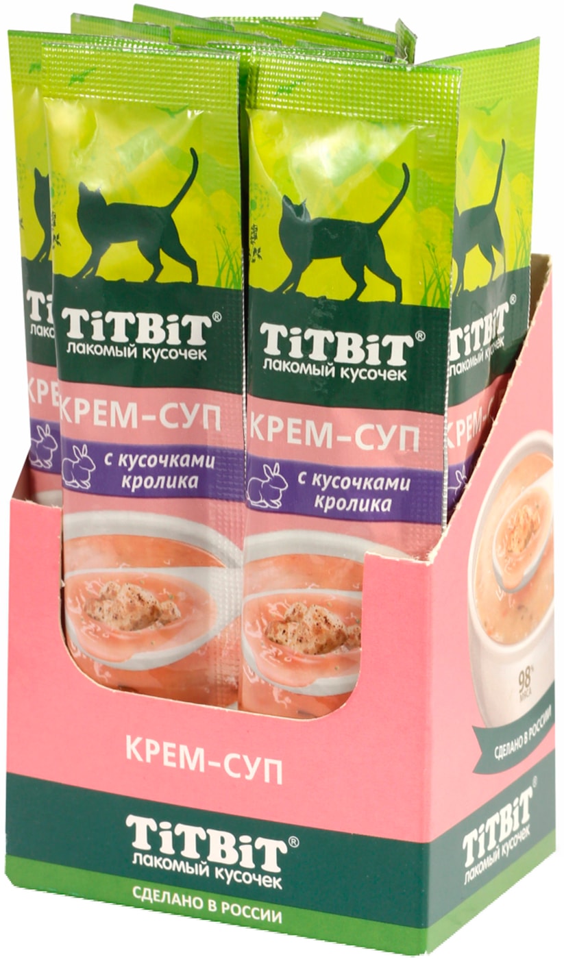 Изображение товара Крем-суп для кошек TiTBiT Лакомый кусочек с кроликом 10г*16шт