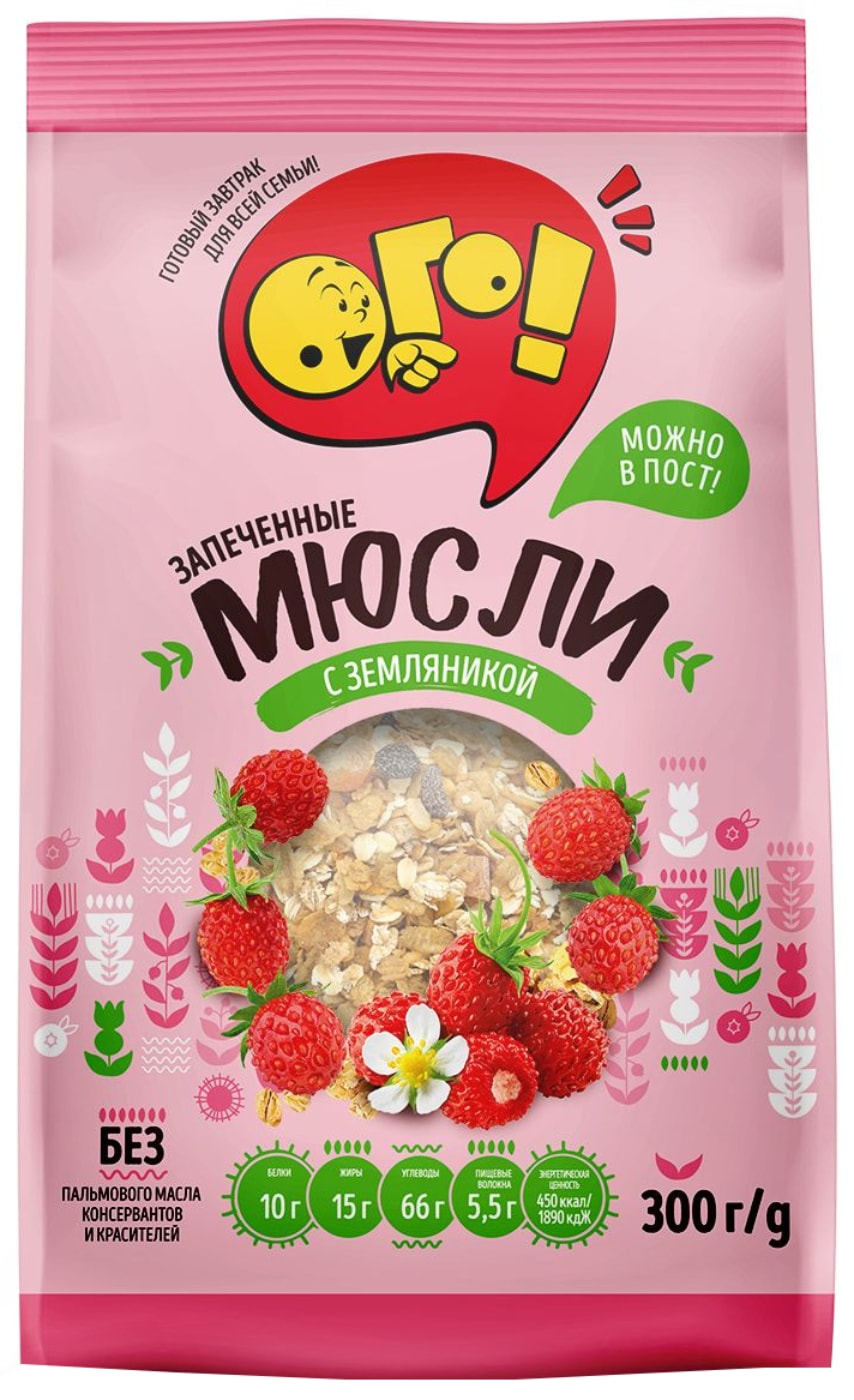 Изображение товара Мюсли Ого! запеченные Земляника 300г