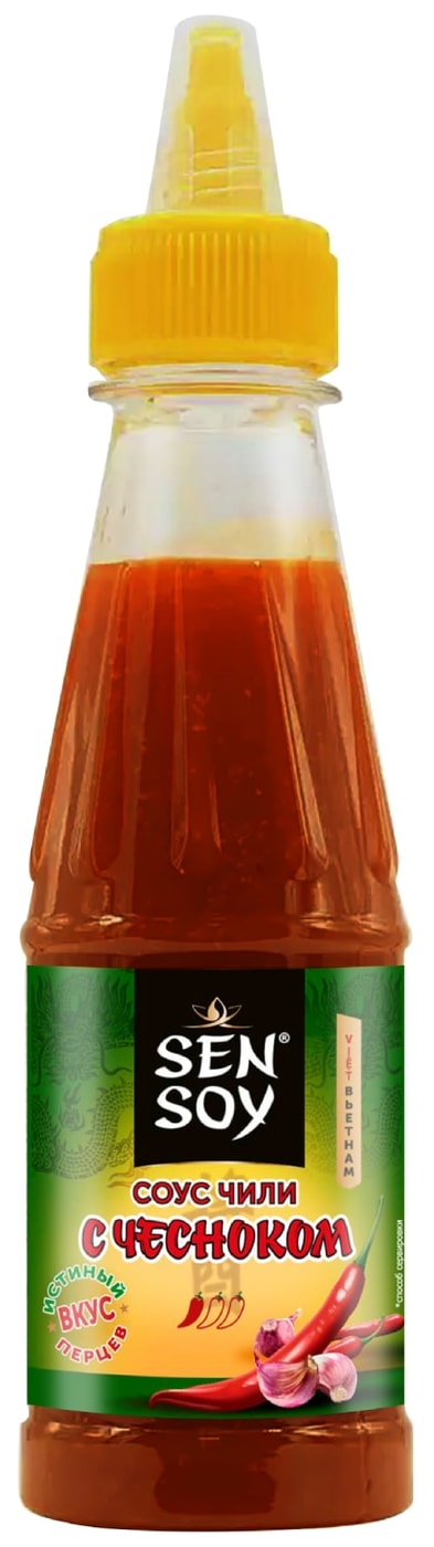 Изображение товара Соус Sen Soy чили Острый с чесноком 200 г - острый соус для мяса, рыбы и овощей