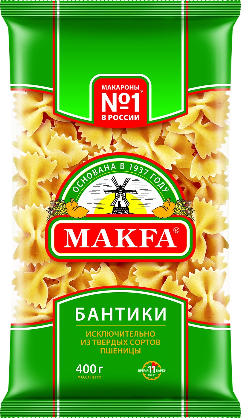 Изображение товара Макароны Makfa Бантики 400г