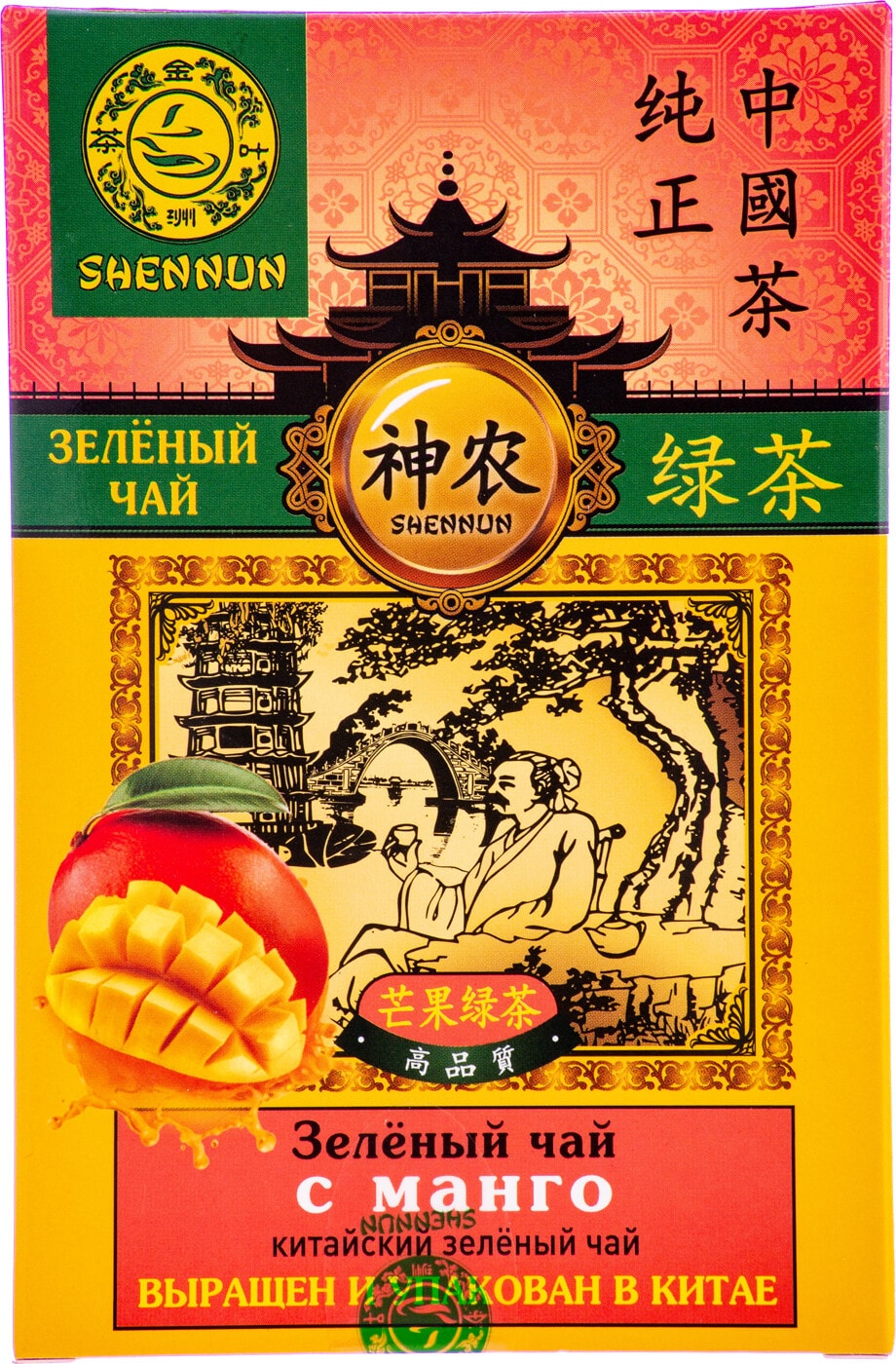 Изображение товара Shennun чай зеленый с манго 100 г - свежий аромат манго