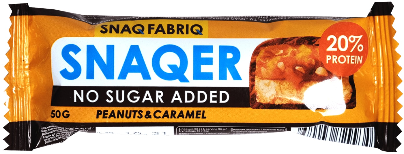 Изображение товара Батончик Snaq Fabriq Глазированный арахис и карамель 50г