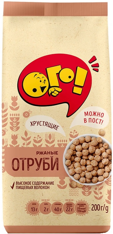 Изображение товара Отруби Ого Ржаные 200г натуральный продукт для здорового питания