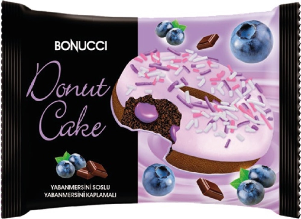 Изображение товара Пирожное Bonucci Donut Cake бисквитное глазированное с начинкой голубика 40г