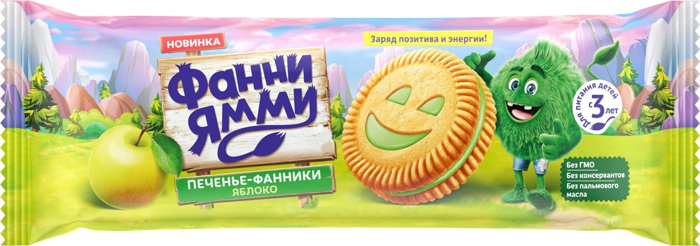 Изображение товара Печенье-фанники Фанни Ямми Яблоко 104 г натуральное вкусное лакомство