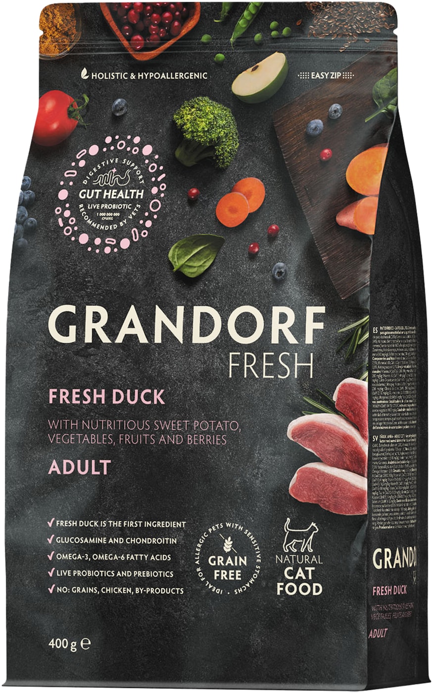 Изображение товара Сухой корм для кошек Grandorf Fresh Cat Adult утка с бататом 400 г