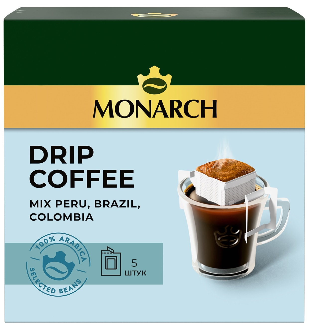 Изображение товара Кофе молотый Monarch Дрип Микс 66г с арабикой. Изображение товара Кофе молотый Monarch Дрип Микс 66г с арабикой.