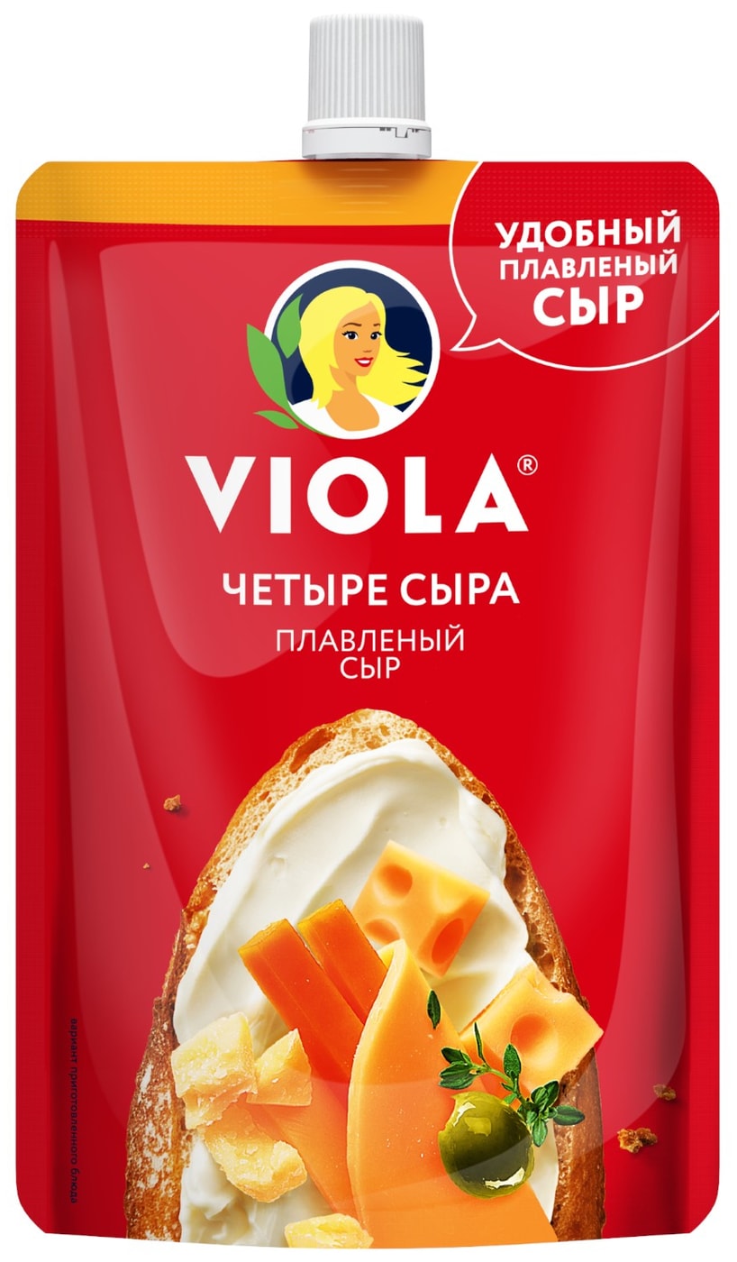 Изображение товара Плавленый сыр Viola Четыре сыра 45% 180 г с дозатором