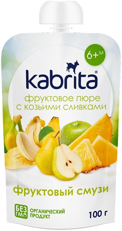 Изображение товара Пюре Kabrita с козьими сливками фруктовый смузи 100 г для малышей от 6 месяцев