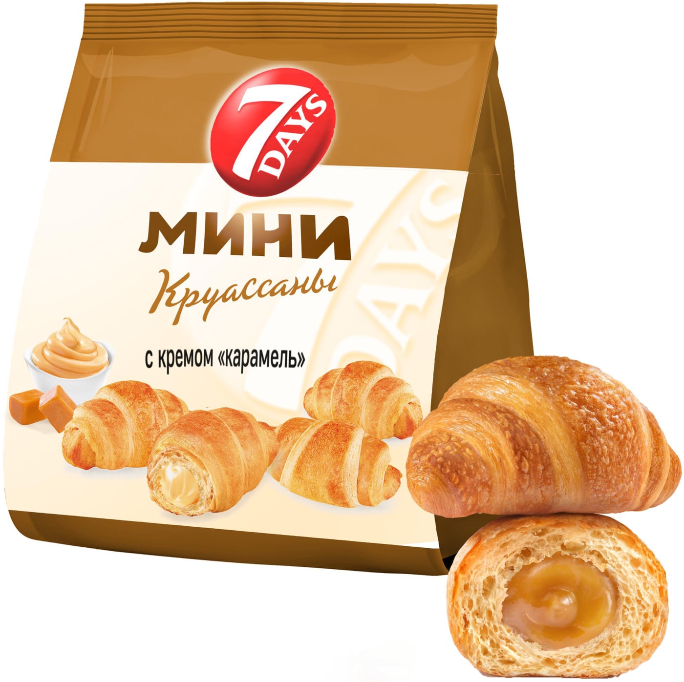 Изображение товара Мини-круассаны 7 Days с Кремом Карамель 265г - вкусная выпечка для завтрака перекуса и кофе