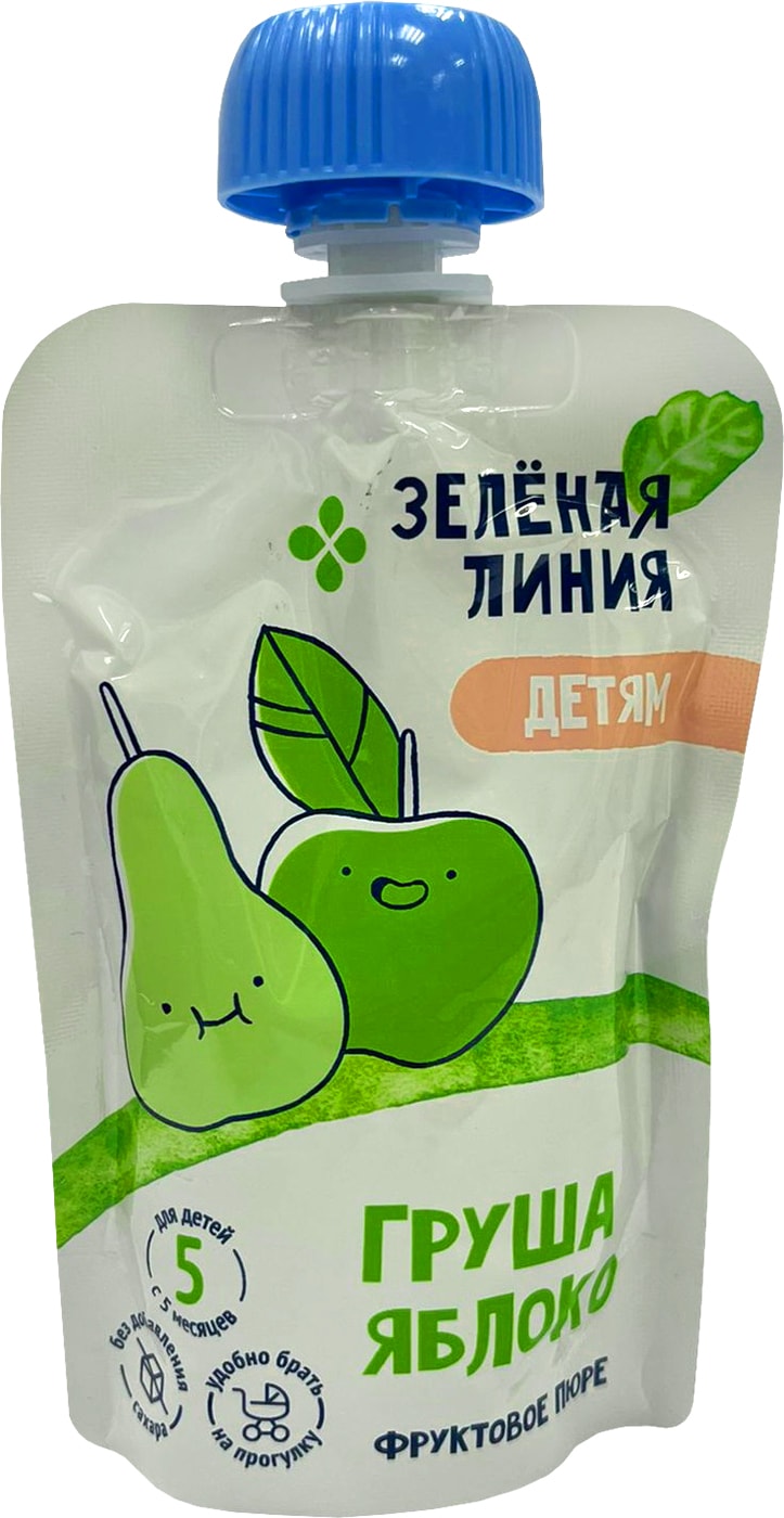 Изображение товара Пюре Зеленая Линия Груша яблоко гомогенизированное с 5 месяцев 90г