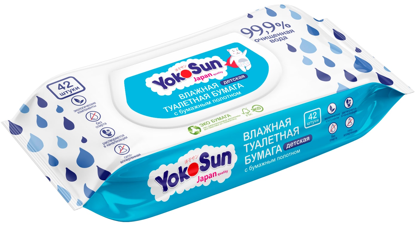 Изображение товара Влажная туалетная бумага детская YokoSun 42шт