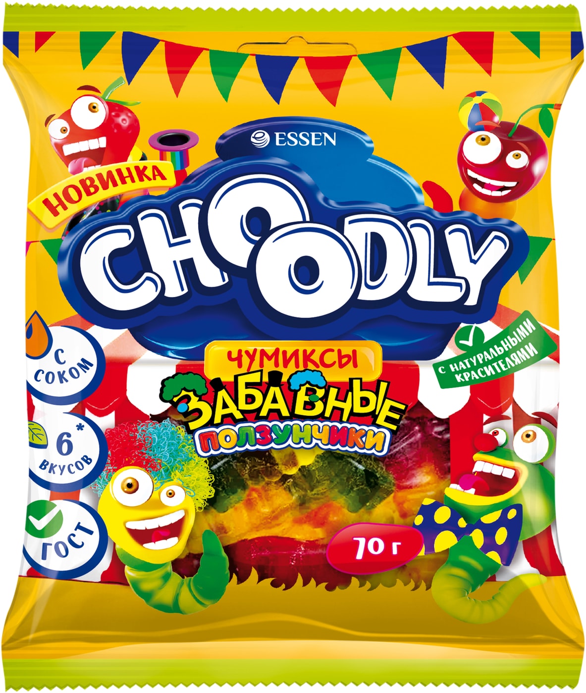 Изображение товара Мармелад Choodly Забавные ползунчики 70г натуральный фруктовый сладкий десерт