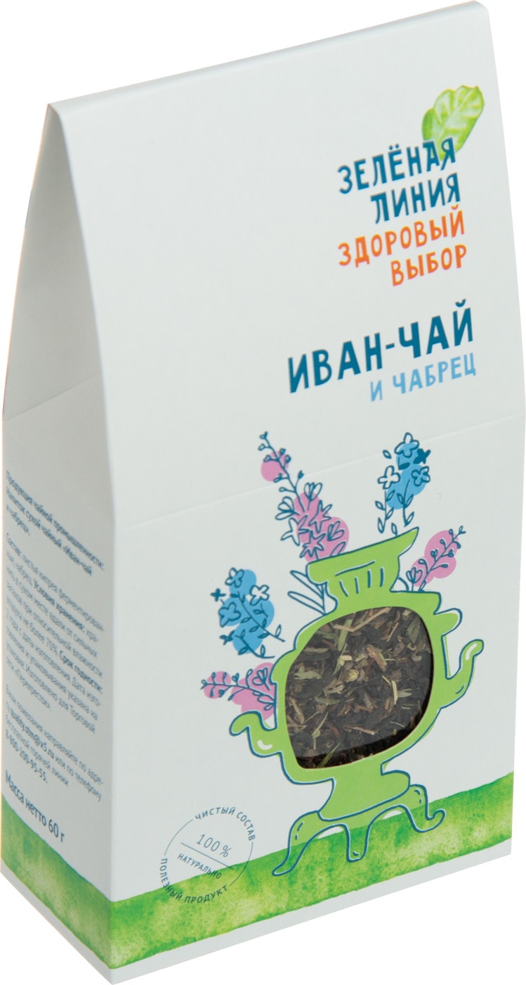 Изображение товара Напиток чайный Зеленая линия Иван-чай и Чабрец 60г