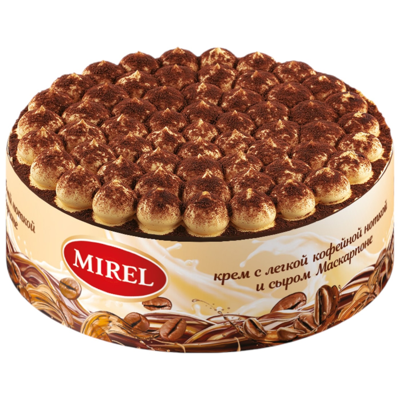Изображение товара Торт Mirel Тирамису 750г бисквитный с кофе и какао