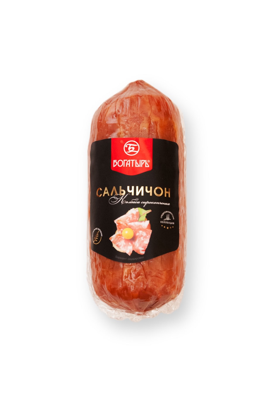 Изображение товара Колбаса Богатырь Сальчичон 340г сырокопченая вакуумная упаковка