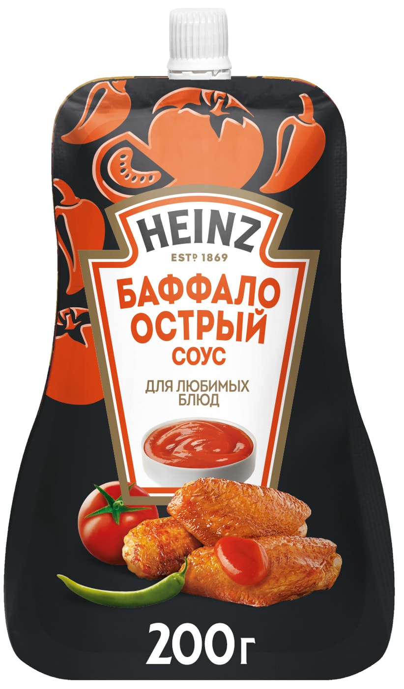 Изображение товара Соус Heinz томатный Баффало острый 200г - острый соус для мясных и овощных блюд