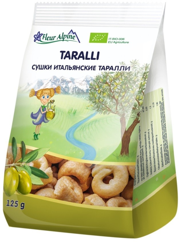 Изображение товара Сушки Fleur Alpine Taralli Итальянские 125г - органические хлебобулочные изделия