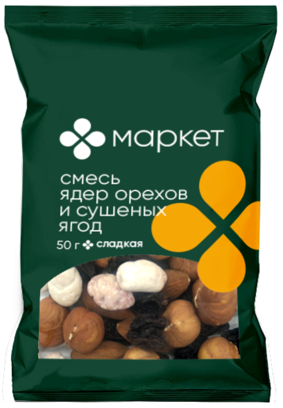 Изображение товара Смесь Маркет Орехи и сушеные ягоды сладкая 50г