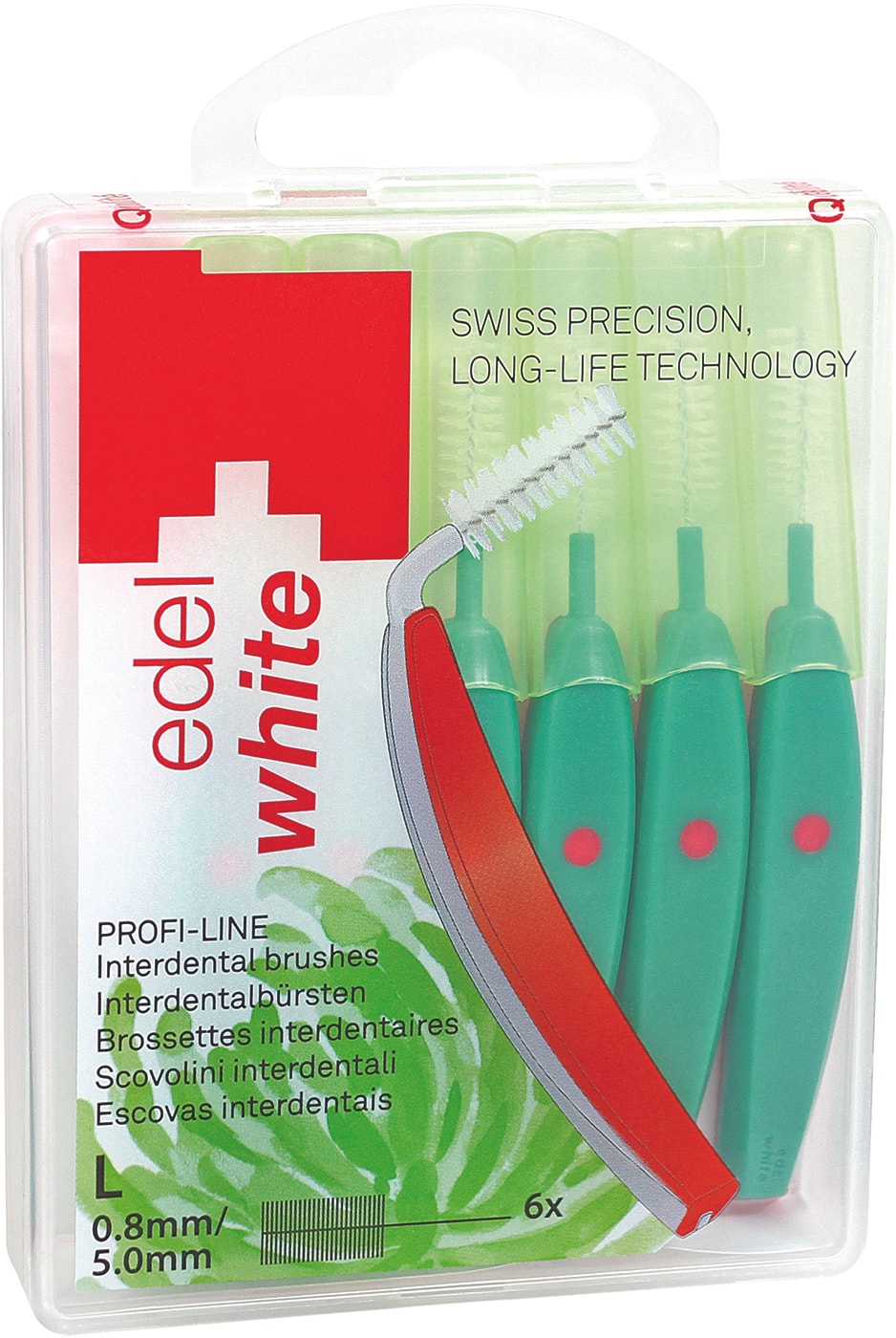 Изображение товара Ершик межзубный Edel+White Profi-Line L 0.8мм с защитными колпачками 6шт