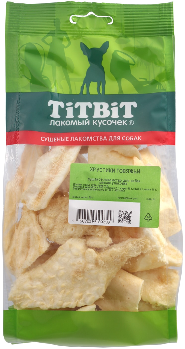 Изображение товара Лакомство для собак TiTBiT Хрустики говяжьи 65г