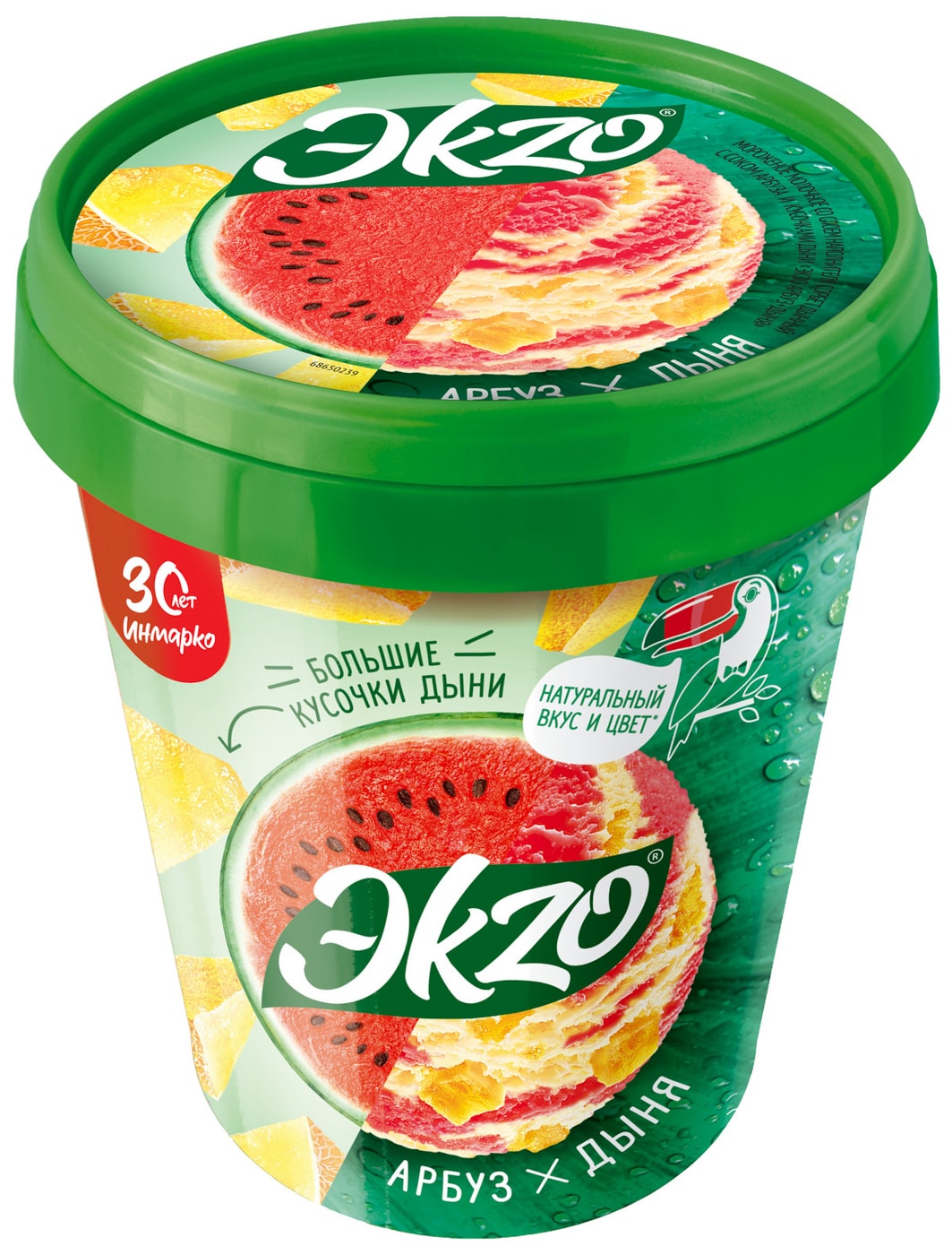 Изображение товара Мороженое Эkzo Арбуз-Дыня 520г натуральный вкус освежающий десерт