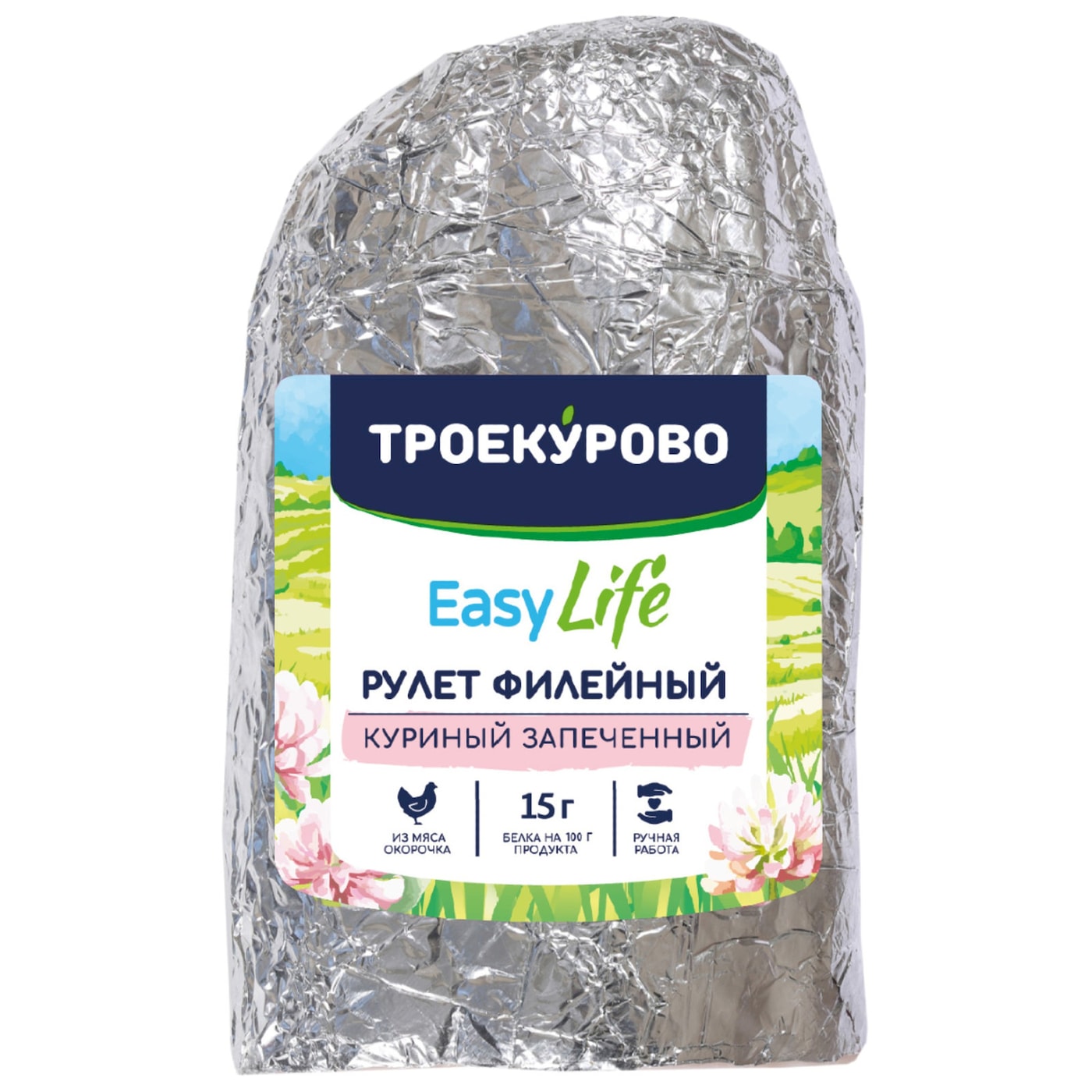 Изображение товара Рулет куриный Троекурово 350 г - натуральный деликатес с говяжьим белком