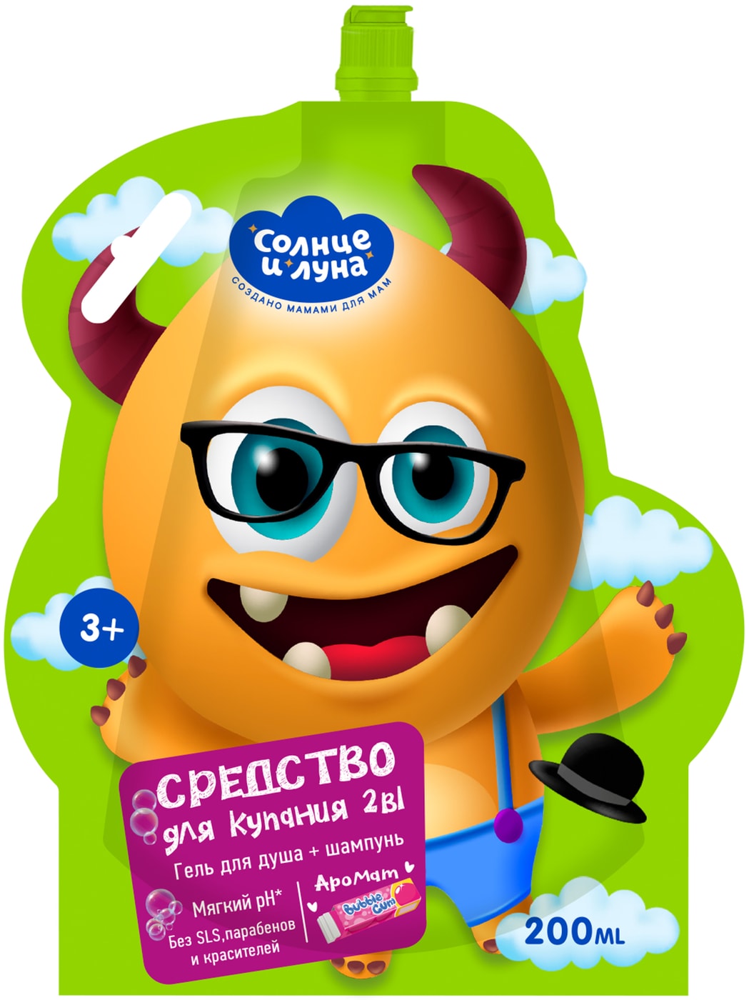 Изображение товара Cредство для купания Солнце и Луна для мальчиков 2в1 3+ 200мл в ассортименте