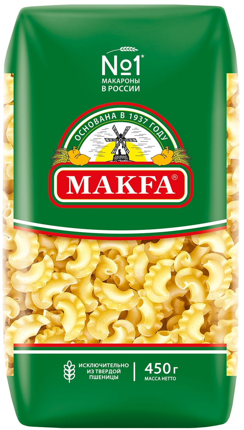 Изображение товара Макароны Makfa Петушиные гребешки 450г - качественная паста из твердой пшеницы