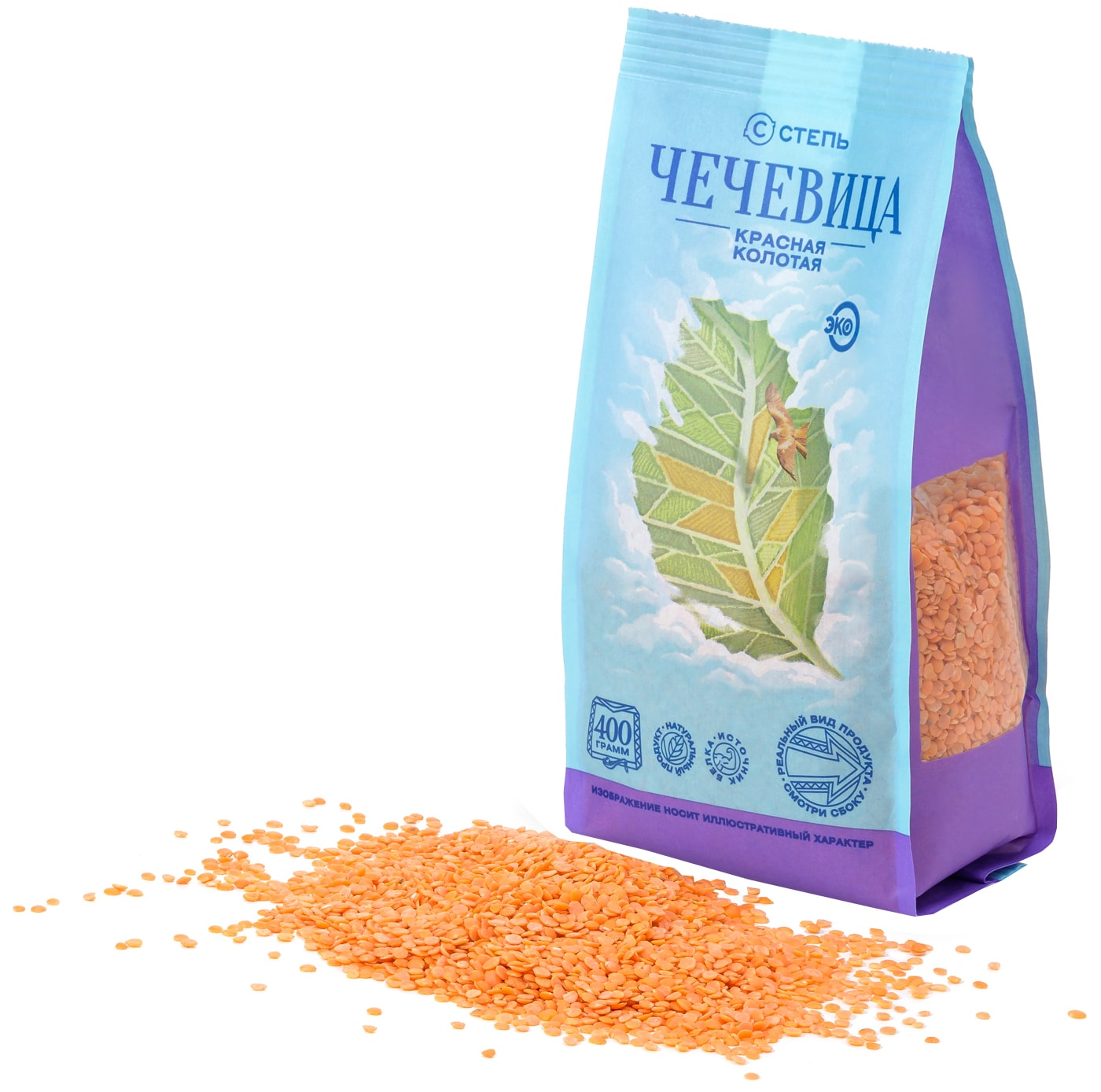 Изображение товара Чечевица Степь Красная колотая 400г